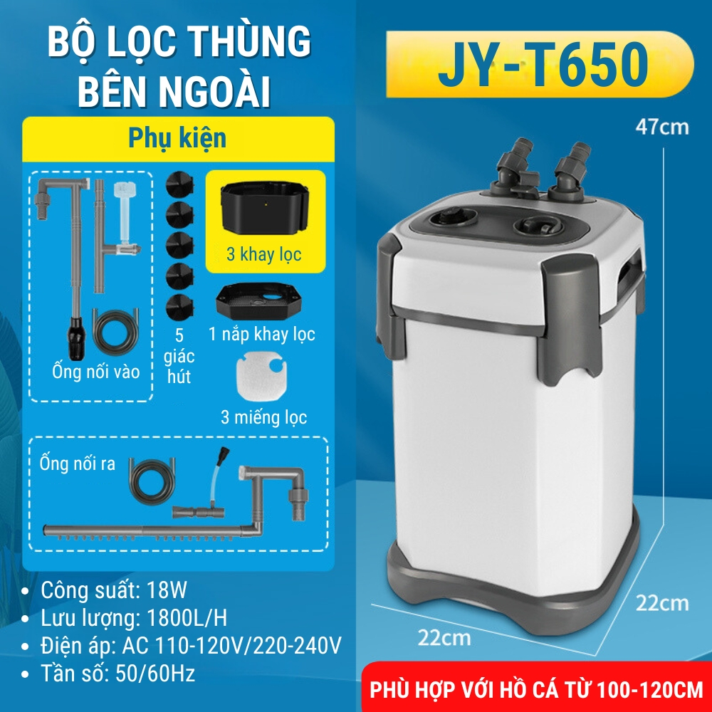 Lọc Thùng JINGYE JY-T610 / JY-T620 / JY-T630 / JY-T640 / JY-T650 - Lọc Êm Mạnh Cho Hồ Cá Thủy Sinh