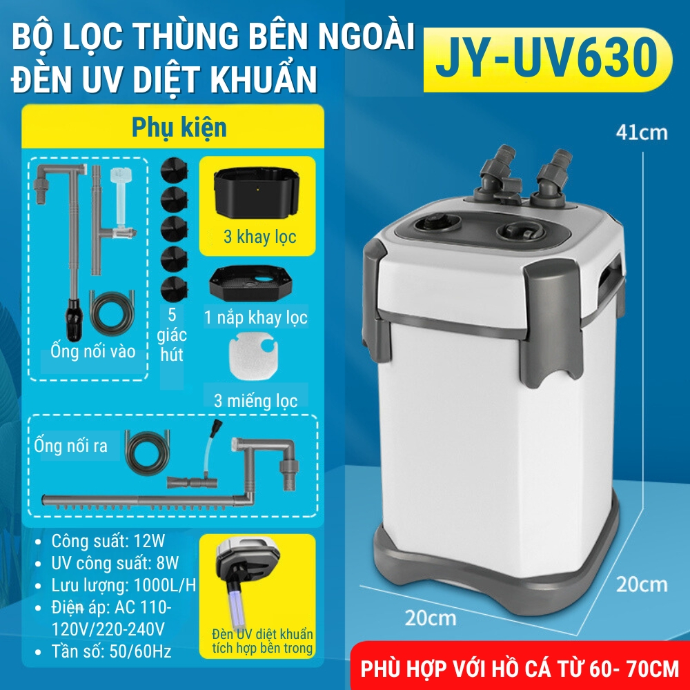 Lọc Thùng JINGYE Tích Hợp UV JY-UV620 / JY-UV630 / JY-UV640 / JY-UV650 - Lọc Êm Cho Hồ Cá Thủy Sinh