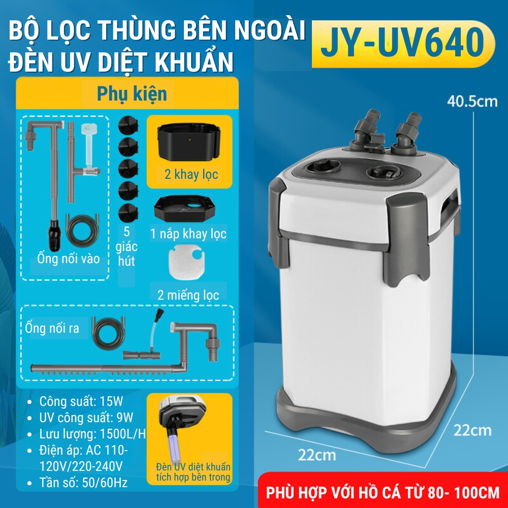 Lọc Thùng JINGYE Tích Hợp UV JY-UV620 / JY-UV630 / JY-UV640 / JY-UV650 - Lọc Êm Cho Hồ Cá Thủy Sinh