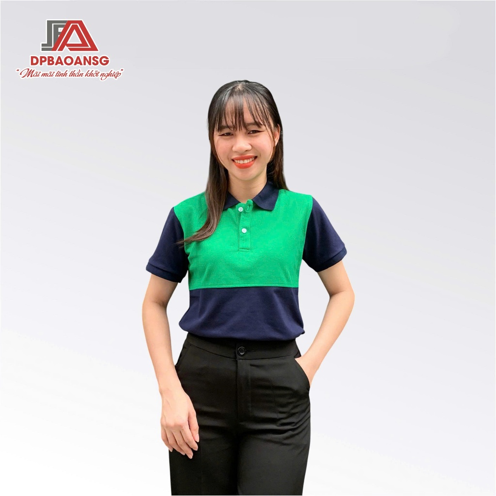 Áo Thun Đồng Phục Phối Xanh Vải Cá Sấu Nhân Viên Phục Vụ Quán Cafe/Trà Sữa/Trà Chanh - Năng Động, Trẻ Trung