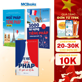 Sách - Combo Tự học tiếng pháp, Ngữ pháp tiếng pháp, 3000 Từ vựng tiếng pháp