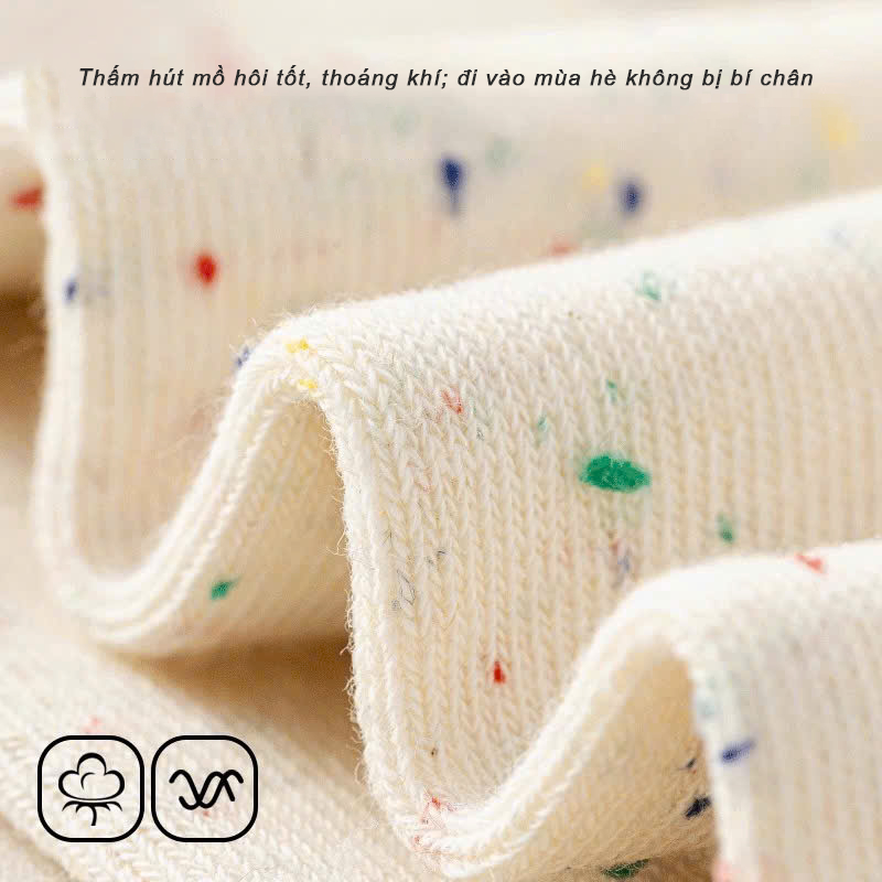 Tất vớ cổ trung họa tiết mặt cười trending, chất liệu cotton co giãn thoáng khí - Ekiu Shop