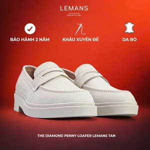 Giày Penny Loafer Tan da Nubuck LEMANS PL01N.2, đế cao su tan đúc tăng cao 4cm BH 12T
