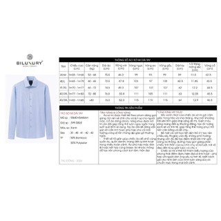 [T7_SALE 20%_HT] Áo Sơ Mi Dài Tay Xanh Thiết Kế Hoạ Tiết 9SMDH544XAH Biluxury Form Slimfit Cao Cấp Chống Nhăn Bền Màu