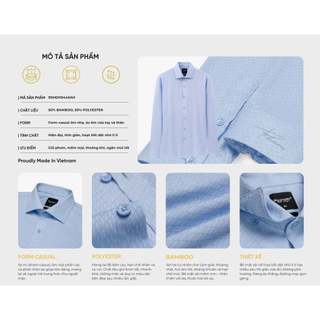 [T7_SALE 20%_HT] Áo Sơ Mi Dài Tay Xanh Thiết Kế Hoạ Tiết 9SMDH544XAH Biluxury Form Slimfit Cao Cấp Chống Nhăn Bền Màu