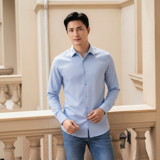 [T7_SALE 20%_HT] Áo Sơ Mi Dài Tay Xanh Thiết Kế Hoạ Tiết 9SMDH544XAH Biluxury Form Slimfit Cao Cấp Chống Nhăn Bền Màu