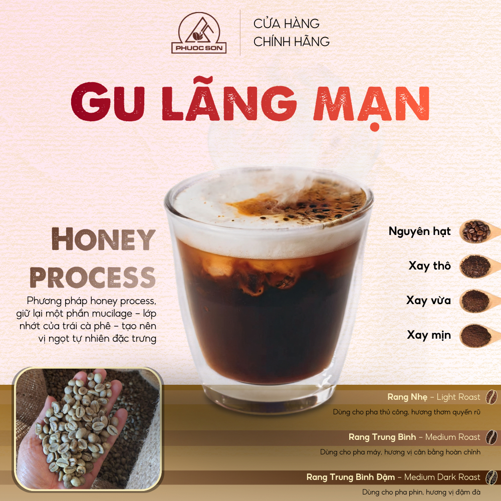 Cà phê Phước Sơn Honey - Cà phê rang xay tự nhiên công nghệ cao từ Lâm Đồng