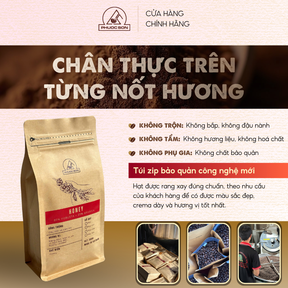 Cà phê Phước Sơn Honey - Cà phê rang xay tự nhiên công nghệ cao từ Lâm Đồng