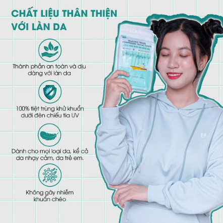 Gói 100 viên khăn nén Hàn Quốc tiệt trùng an toàn cho da tiện lợi cho thể thao, ngoài trời Dr. Sera