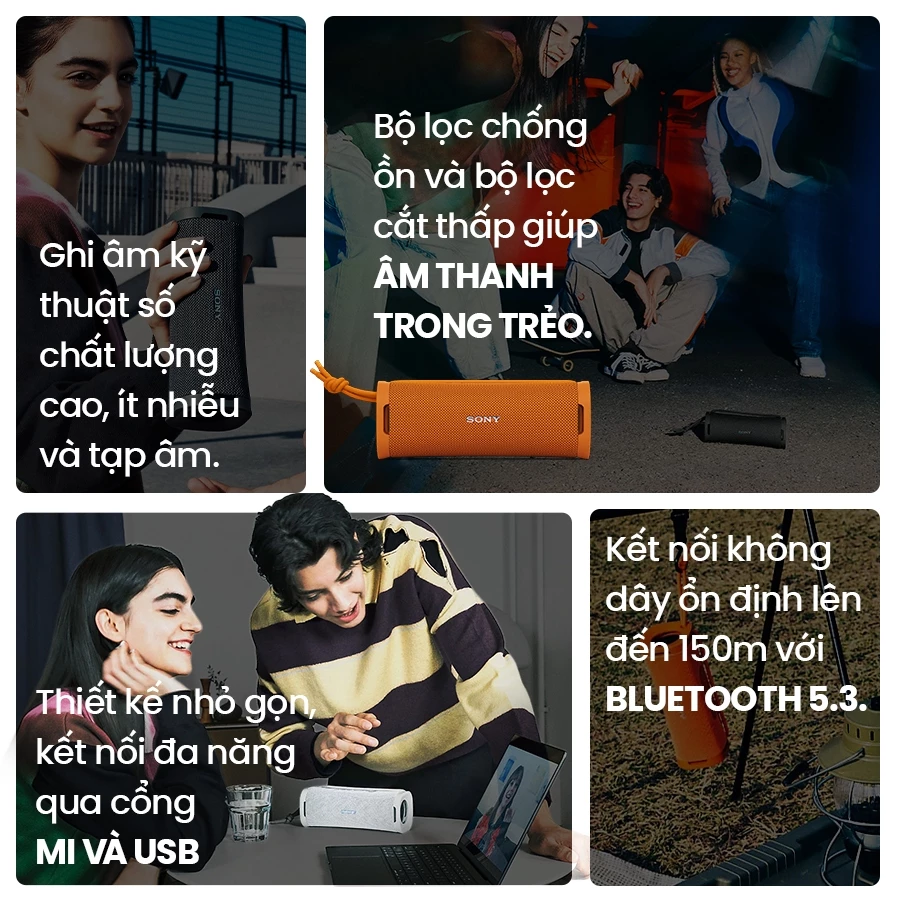 Loa bluetooth bass mạnh Sony ULT FIELD 1 hỗ trợ ghép đôi Stereo sống động, chế độ âm thanh ULT