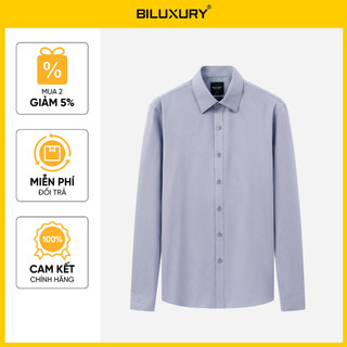 [T7_SALE 20%_HT] Áo Sơ Mi Dài Tay Ghi Đá Thiết Kế Hoạ Tiết Ẩn 9SMDH570GHD Biluxury Form Slimfit Cao Cấp Chống Nhăn