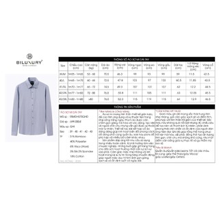 [T7_SALE 20%_HT] Áo Sơ Mi Dài Tay Ghi Đá Thiết Kế Hoạ Tiết Ẩn 9SMDH570GHD Biluxury Form Slimfit Cao Cấp Chống Nhăn