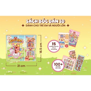 Sách Bóc Dán 3D Capybara | Sách Sticker Cho Bé | Hình Dán Nổi Phát Triển Tư Duy