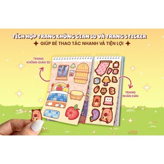 Sách Bóc Dán 3D Capybara | Sách Sticker Cho Bé | Hình Dán Nổi Phát Triển Tư Duy