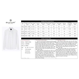 [T7_SALE 20%_HT] Áo Sơ Mi Nam Dài Tay Trắng 9SMDT518TRK Biluxury Form SlimFit Cao Cấp Phối Hoạ Tiết Cổ Áo Chống Nhăn