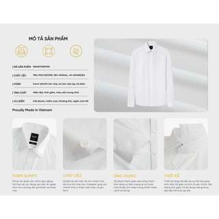 [T7_SALE 20%_HT] Áo Sơ Mi Nam Dài Tay Trắng 9SMDT518TRK Biluxury Form SlimFit Cao Cấp Phối Hoạ Tiết Cổ Áo Chống Nhăn