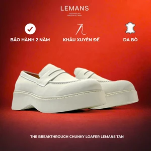 Giày Chunky Loafer Tan LEMANS Da Nubuck Cao Cấp - BST độc quyền, đế cao 6cm LEMANS Giày da nam cao cấp, BH 24 tháng