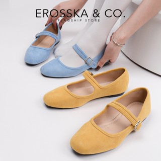 Erosska  - Giày búp bê nữ ballet core mũi tròn, quai ngang thời trang chất liệu da lộn - EL091