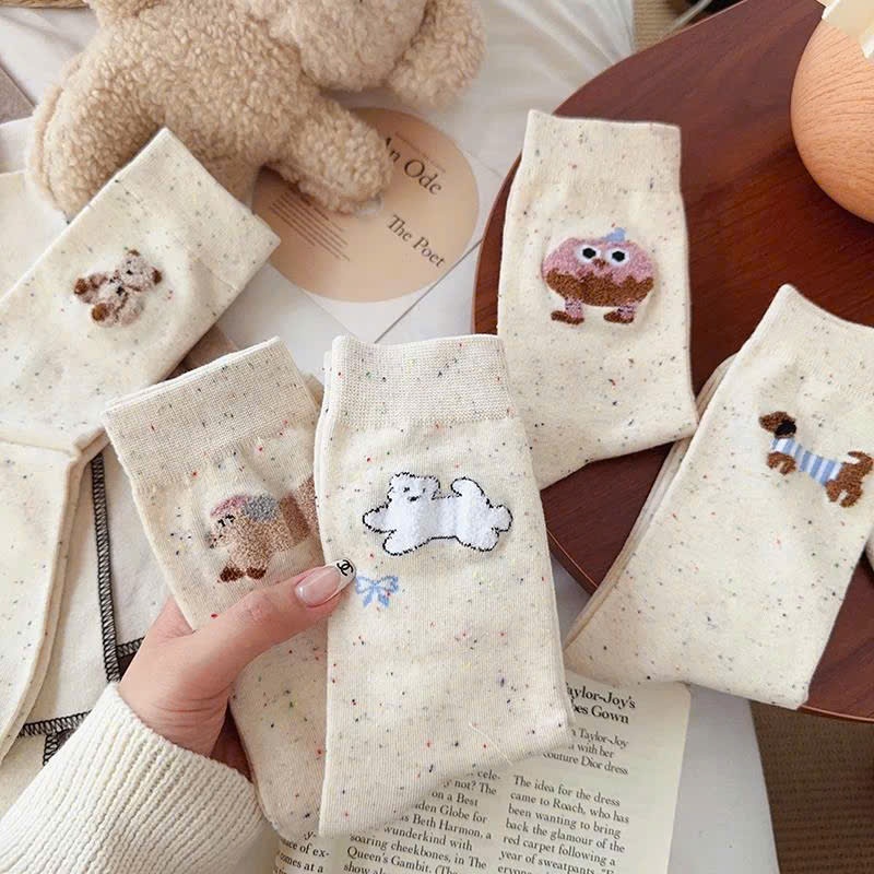 Tất vớ nữ hạt màu cổ cao họa tiết dễ thương đáng yêu, chất liệu mềm mịn thoáng khí - Ekiu Shop