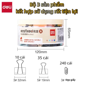 Bộ kẹp bướm 3 trong 1 kèm kẹp giấy Combo kẹp tài liệu văn phòng, học sinh