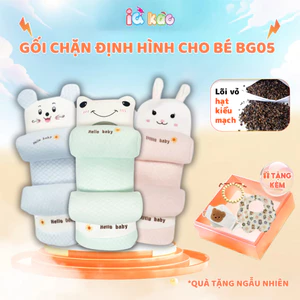 Gối Chặn Định Hình Đầu IQ KAO Cho Bé BG05 – Gối Cotton Mềm Mại, Lõi Vỏ Hạt Kiều Mạch Tự Nhiên, Chống Bẹp Đầu, Điều Chỉnh