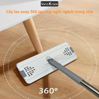 Bộ Cây Lau Nhà Tự Vắt Thông Minh 360 Độ - Chổi Lau Sàn Kèm Thùng 2 Ngăn Cao Cấp, Bông Lau Microfiber