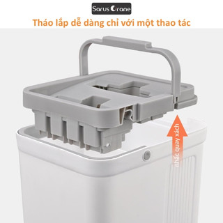 Cây Lau Nhà Tự Vắt Thông Minh D5, Thùng Nhựa ABS Chống Vỡ, Cán Inox Dày, Bông Lau Microfiber Cao Cấp