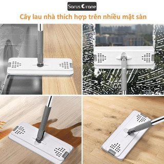 Bộ Cây Lau Nhà Tự Vắt Thông Minh 360 Độ - Chổi Lau Sàn Kèm Thùng 2 Ngăn Cao Cấp, Bông Lau Microfiber