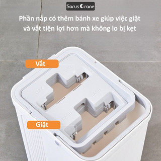 Cây Lau Nhà Tự Vắt Thông Minh D5, Thùng Nhựa ABS Chống Vỡ, Cán Inox Dày, Bông Lau Microfiber Cao Cấp