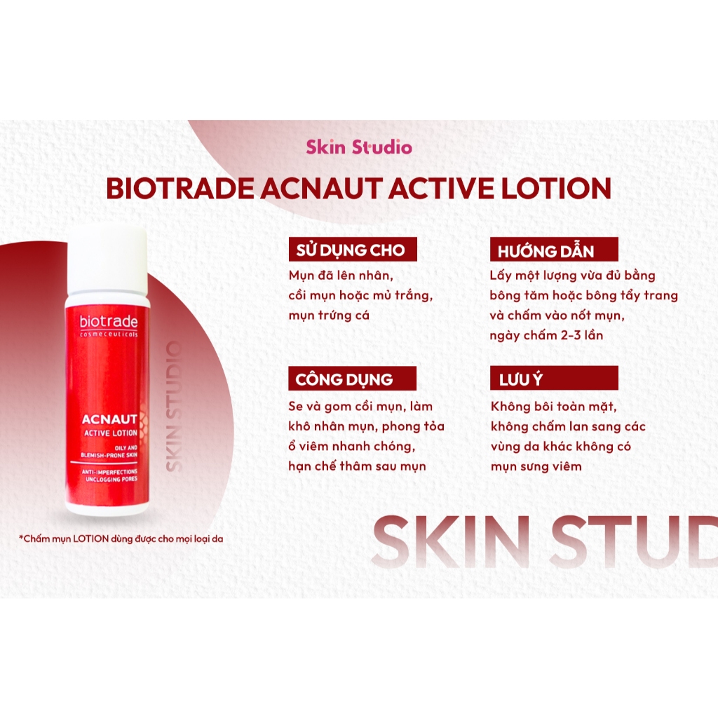 [MALL] Dung dịch chấm mụn BIOTRADE ACNAUT ACTIVE LOTION 15ml giảm mụn sưng, mụn mủ - Skin Studio