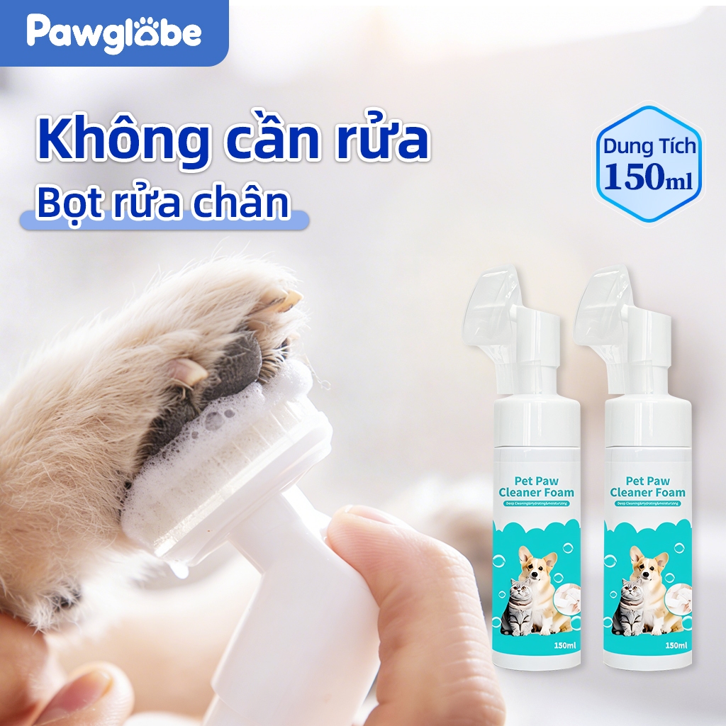 ⭐Paw Globe: Bọt rửa chân cho thú cưng   Công thức thực vật tự nhiên Làm sạch và loại bỏ vết bẩn Bảo vệ kháng khuẩn 150ML
