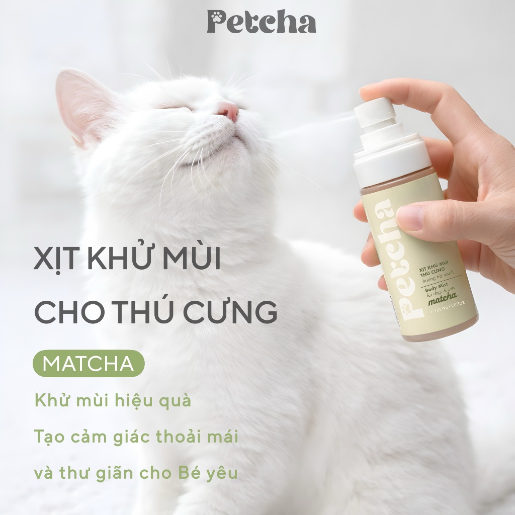 Body Mist 50ml Cho Chó Mèo | Petcha Xịt Thơm Khử Mùi Thú Cưng, Hương Dịu Nhẹ An Toàn, Giữ Lông Thơm