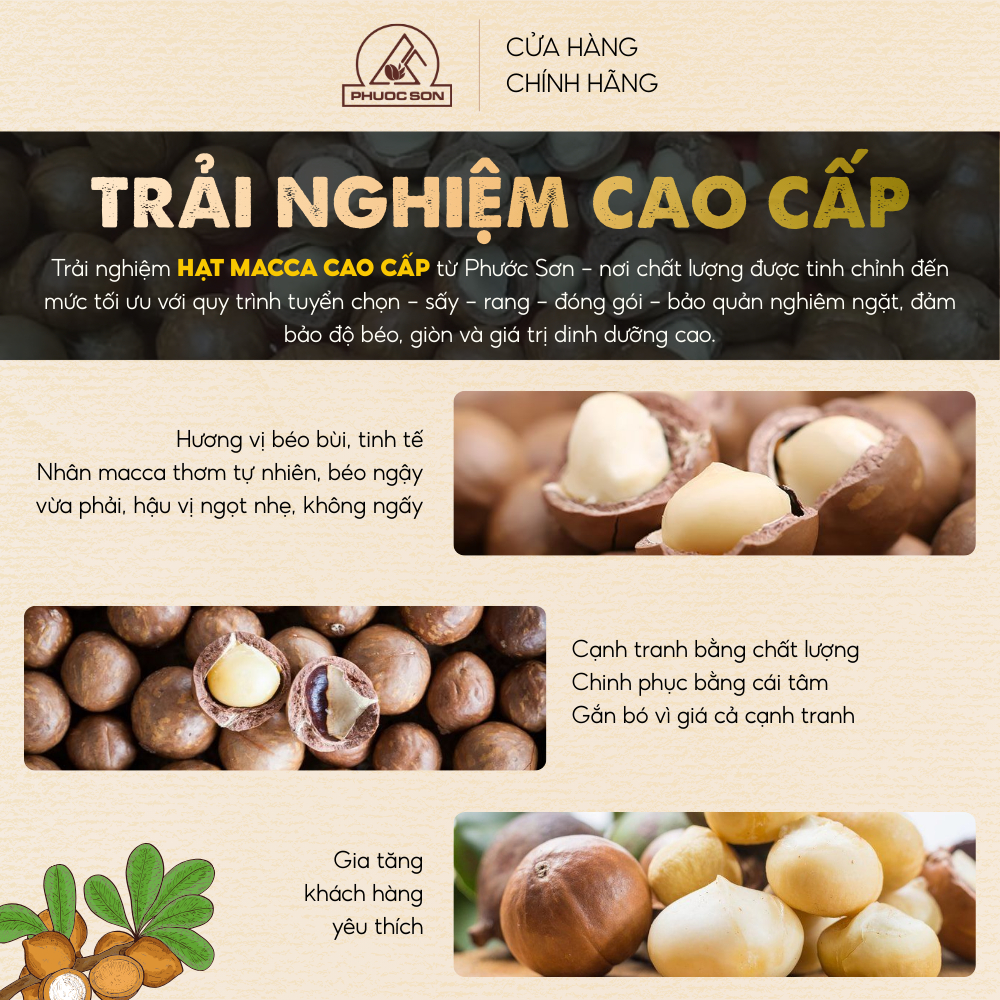 Hạt Macca sấy nứt Phước Sơn Loại 1 - Đặc sản Lâm Đồng hộp 500gr tốt cho sức khỏe, hỗ trợ giảm cân
