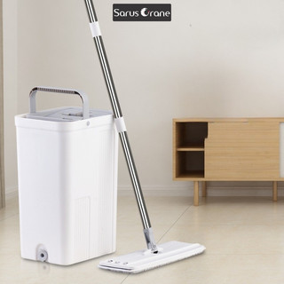 Bộ Cây Lau Nhà Tự Vắt Thông Minh 360 Độ - Chổi Lau Sàn Kèm Thùng 2 Ngăn Cao Cấp, Bông Lau Microfiber