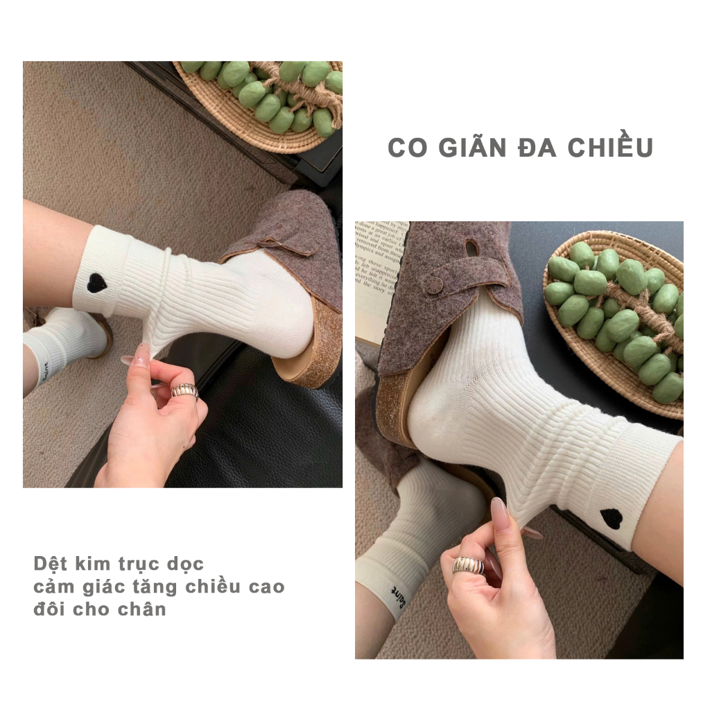 Tất vớ nữ cổ cao style Hàn Quốc đơn giản, chất liệu mềm mịn thoáng khí - Ekiu Shop