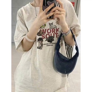 Áo thun phông nữ nam unisex form rộng in hình CHÓ VÀ MÈO chất liệu cotton khô