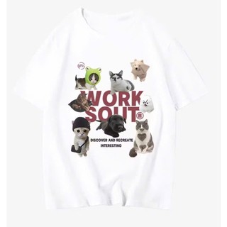 Áo thun phông nữ nam unisex form rộng in hình CHÓ VÀ MÈO chất liệu cotton khô