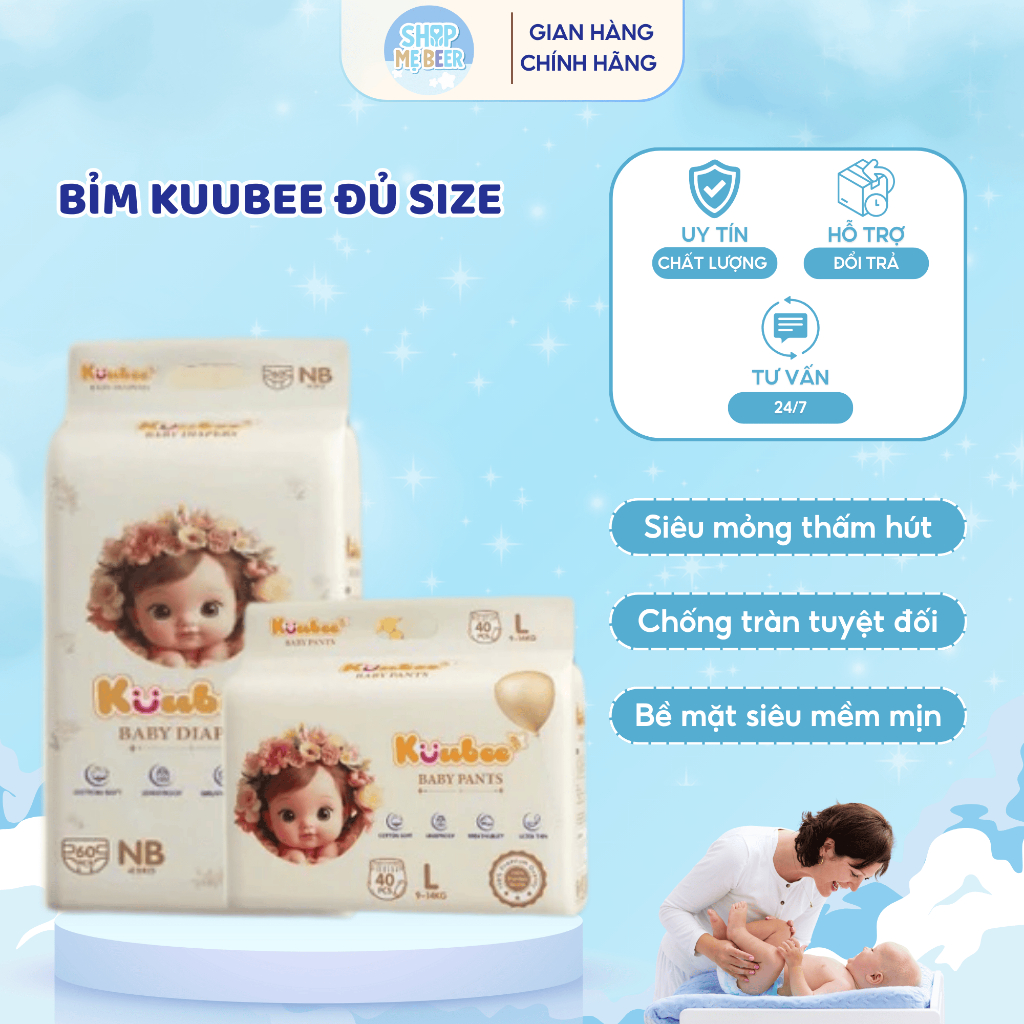 Bỉm Kuubee Chính Hãng, Dán & Quần Đủ Size Siêu Mỏng Thấm Hút, Chống ...