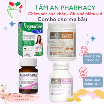 Combo cho mẹ bầu (Canxi Bonecare 150v người trưởng thành , Vitamin bầu Pregnacare Max, DHA bầu, sắt Blackmores)