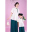 Set cách tân lụa Thanh Mai, chất liệu lụa dập nổi phối tay bồng BST Phong Hoa 2026 BY L'AMME