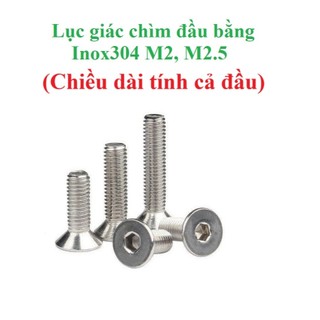 (INOX304) 50 cái M2, M2.5  Bulong lục giác chìm đầu bằng inox304