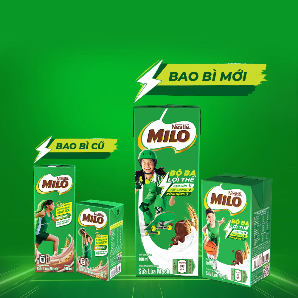 Sữa lúa mạch Nestlé® MILO® thùng 12 x 110ml (12x4x110ml)