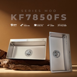 Chậu rửa bát Kluger KF7850FS Plus chất liệu INOX 304, bề mặt LINEN dễ vệ sinh