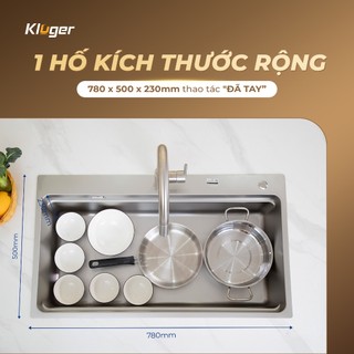 Chậu rửa bát Kluger KF7850FS Plus chất liệu INOX 304, bề mặt LINEN dễ vệ sinh