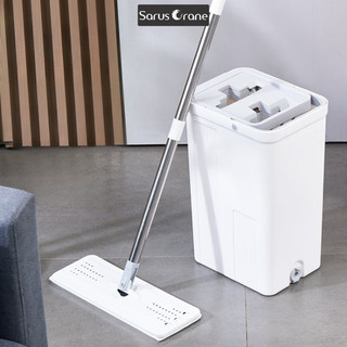 Bộ Cây Lau Nhà Tự Vắt Thông Minh 360 Độ D5 - Chổi Lau Nhà Kèm Thùng 2 Ngăn, Bảo Vệ Da Tay