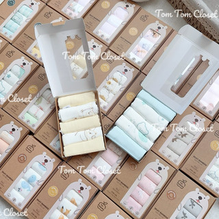 La pomme SS2024 K001 Set 5 Khăn sữa sợi tre lụa La Pomme phối màu (30x30cm) cho bé