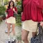 Chân váy miniskirt HYE kaki mềm basic form A có lót quần bảo hộ #7790 CV436