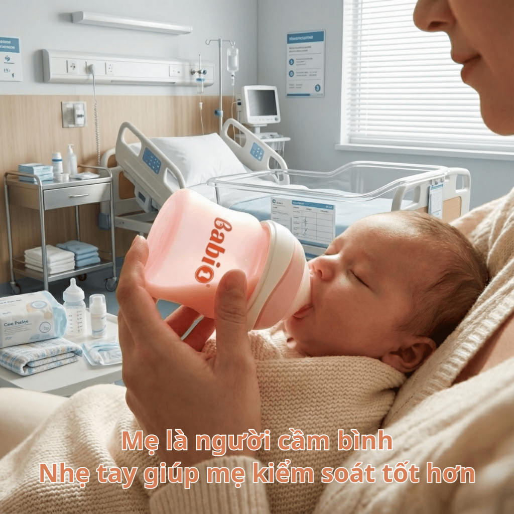 Bình Sữa Sơ Sinh Babi1 60ml Cảm Biến Nhiệt - Thuỷ Tinh Bọc Silicon Chống Vỡ, Núm Ty Mềm Chống Sặc