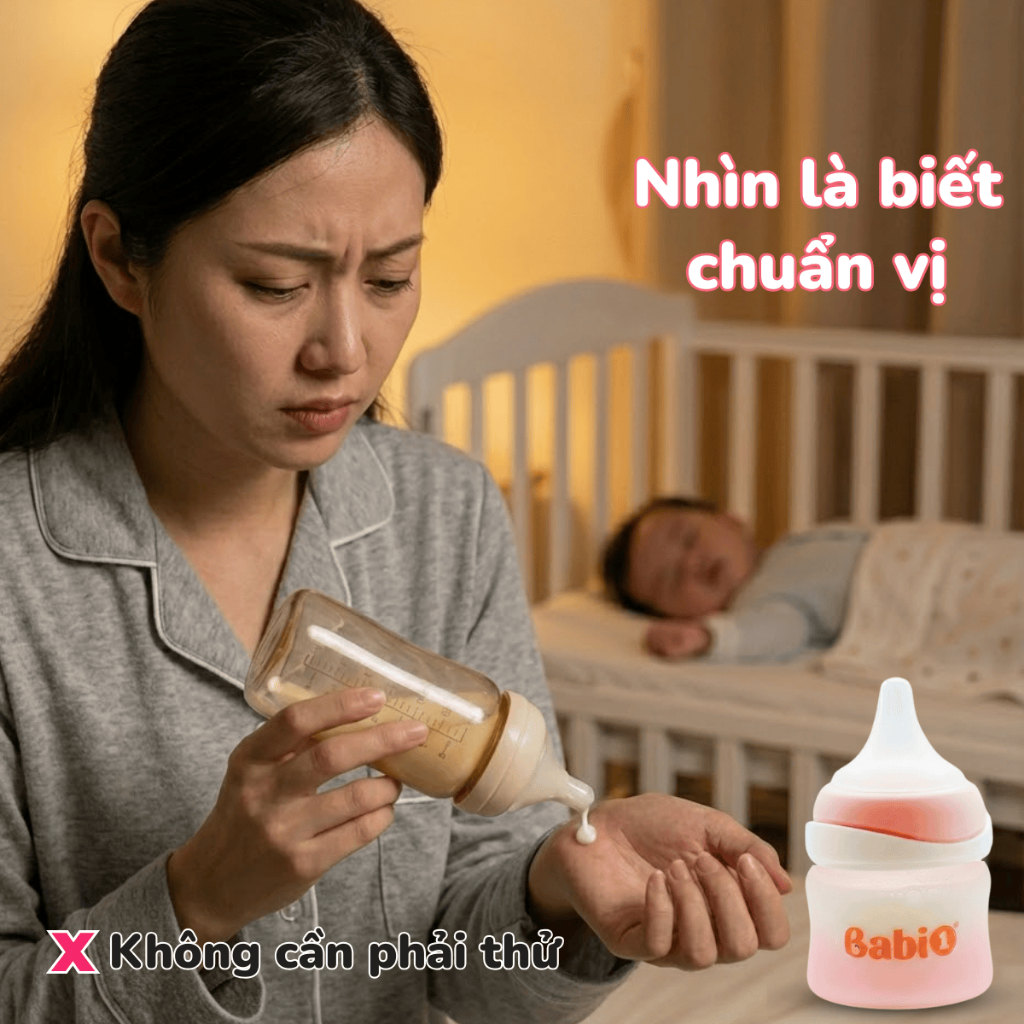 Bình Sữa Sơ Sinh Babi1 60ml Cảm Biến Nhiệt - Thuỷ Tinh Bọc Silicon Chống Vỡ, Núm Ty Mềm Chống Sặc