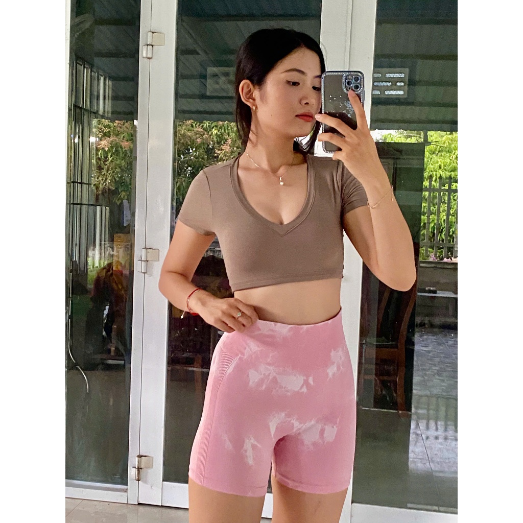 ÁO CROPTOP XOẮN LƯNG CỔ TIM TẬP THỂ THAO HOTHISPORT